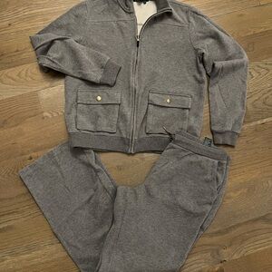 Lauren Ralph Lauren Women’s 2 Pc Gray Full Zip Jacket & Matching Pants Size M